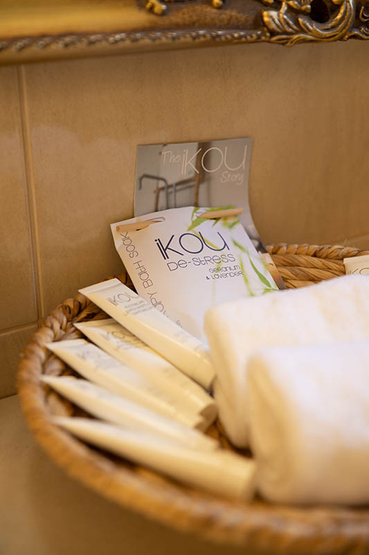 Beautiful, natural Australian body care products in the Mountain view suite ensuite bathroom